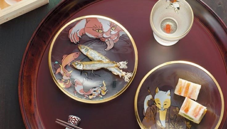 超美! 江戶時代貓咪浮世繪玻璃碟